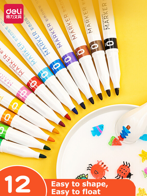 Deli 8/12 värvi/partii loomingulised ujuvad markeri pliiatsikomplekt lastele joonistamiseks pühitav esiletõstja Rotuladores õpilaste kunstitarvete jaoks