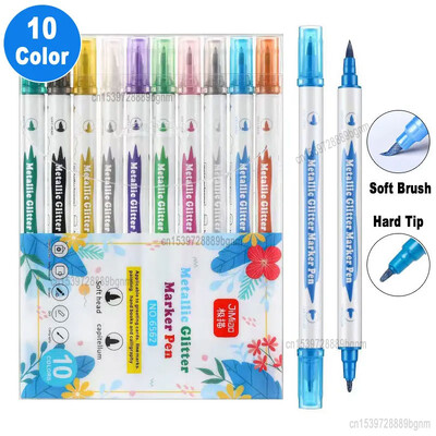 5/10 värvikomplekt, metallist sädelev marker, topeltotsik kunstiks Graffiti maalimiseks joonistamiseks kirjutamiseks kalligraafia kirjatarbed lastele kingitus