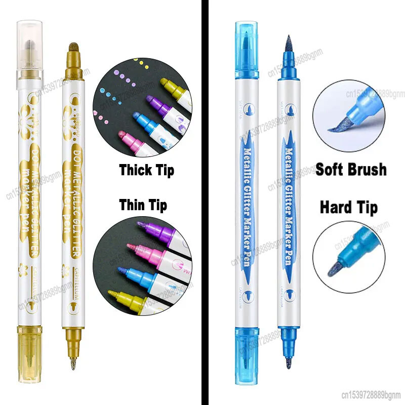 5/10 värvikomplekt, metallist sädelev marker, topeltotsik kunstiks Graffiti maalimiseks joonistamiseks kirjutamiseks kalligraafia kirjatarbed lastele kingitus