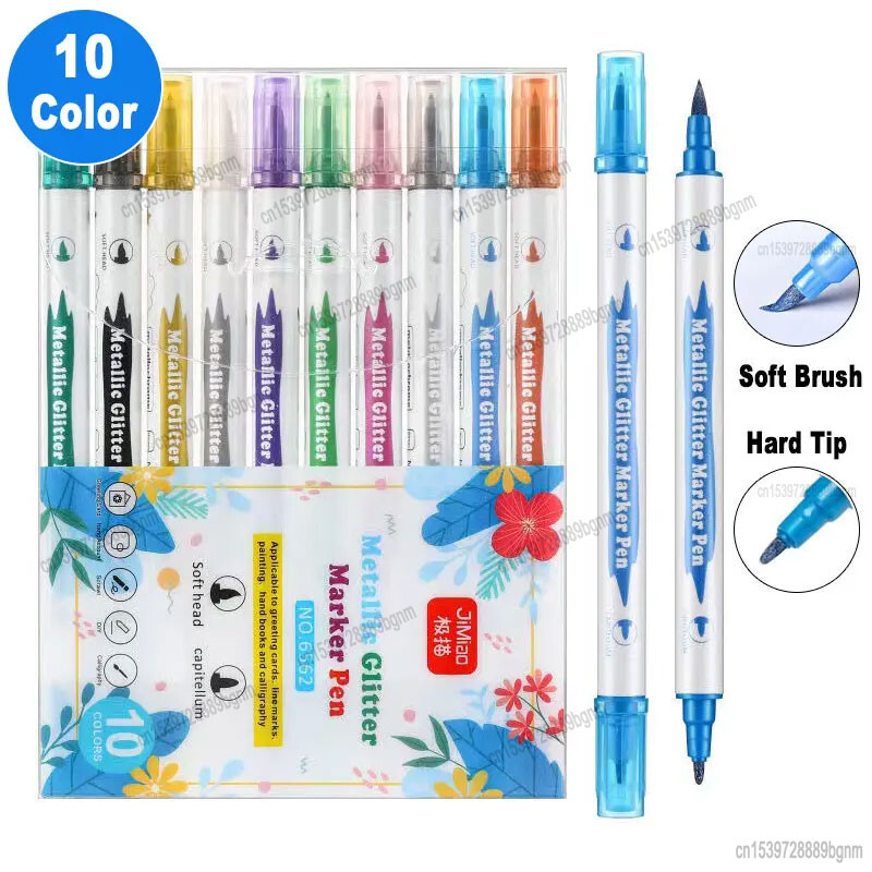 5/10 värvikomplekt, metallist sädelev marker, topeltotsik kunstiks Graffiti maalimiseks joonistamiseks kirjutamiseks kalligraafia kirjatarbed lastele kingitus