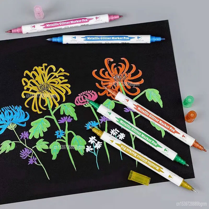 5/10 värvikomplekt, metallist sädelev marker, topeltotsik kunstiks Graffiti maalimiseks joonistamiseks kirjutamiseks kalligraafia kirjatarbed lastele kingitus
