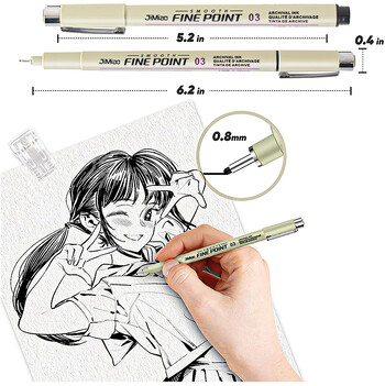 12 Tip Pigment Liner Micron Ink Marker Pen for Manga Draw Sketching Needle Pen Hook Line Pen Sketch Set Stationery Set Supplies Art