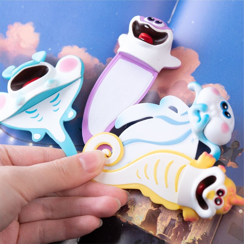 Semne de carte 3D Stereo cu desene animate drăguțe pentru animale marin, căluți de mare amuzanți, raze manta, delfin, meduze, marcator pentru cărți, rechizite școlare, cadou pentru copii