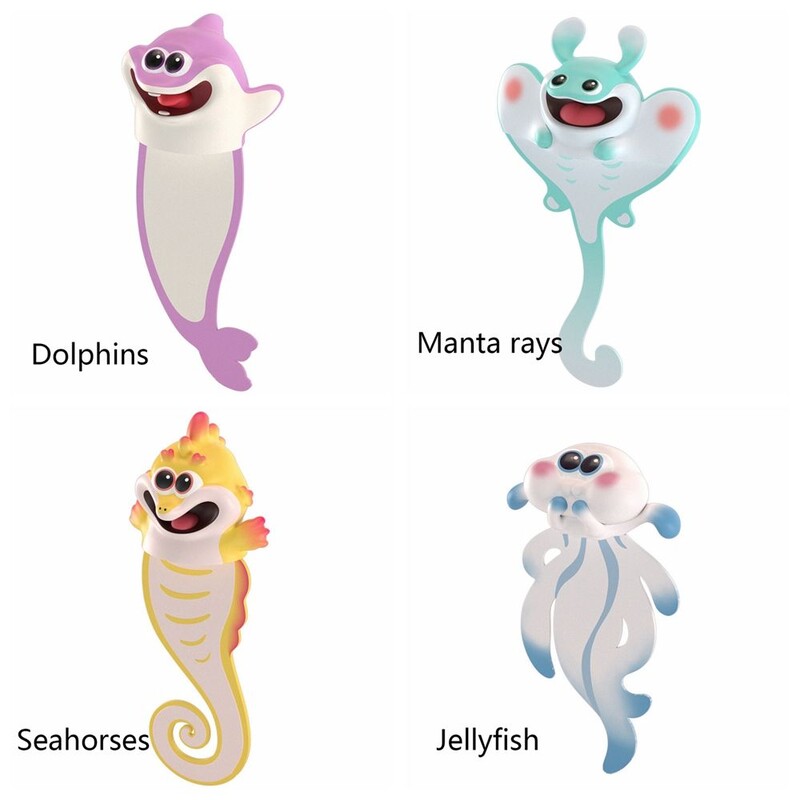 Semne de carte 3D Stereo cu desene animate drăguțe pentru animale marin, căluți de mare amuzanți, raze manta, delfin, meduze, marcator pentru cărți, rechizite școlare, cadou pentru copii