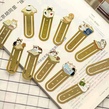 Kawaii Cats Σελιδοδείκτες Μεταλλικό σημειωματάριο Journal Planner Clips Χαριτωμένο βιβλίο βάσης σελίδας Κορεατικά επιστολόχαρτα Εργαλεία ανάγνωσης Αναλώσιμα γραφείου