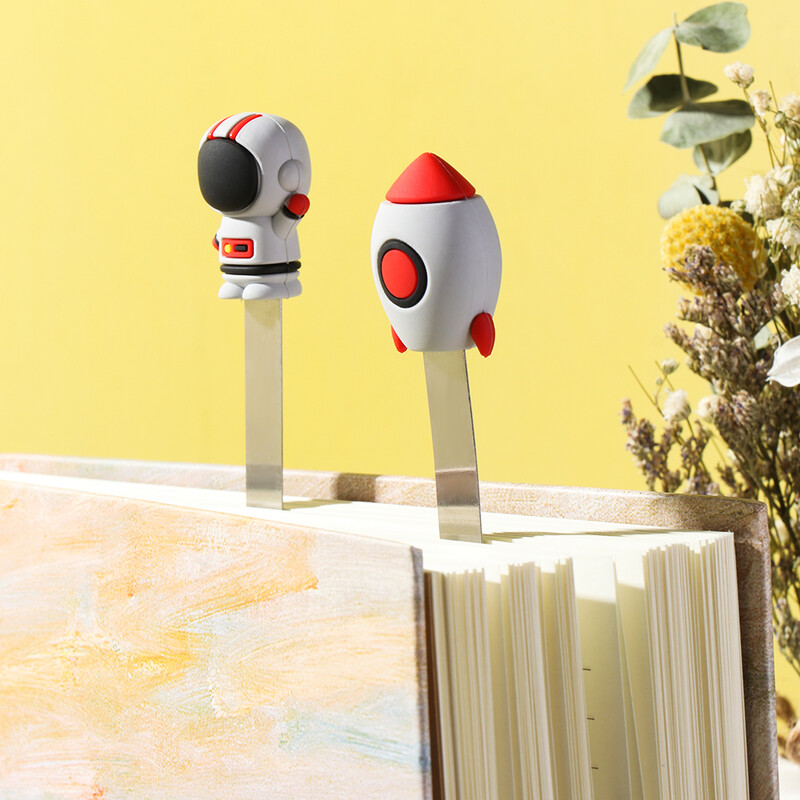 Loominguline 3D Astronaut Rakett Järjehoidja Armastus Süda Metall Raamatuklipid Loomad Haiuimed Järjehoidjad Lugemine Markerid Kirjatarbed Kingitus