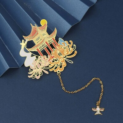 Hiina stiilis metallist õõnes järjehoidja Keelatud linnakett Järjehoidja Lugemine Raamatu klipp Raamatu lehekülg Lehekülje marker