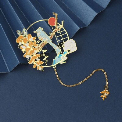 Hiina stiilis metallist õõnes järjehoidja Keelatud linnakett Järjehoidja Lugemine Raamatu klipp Raamatu lehekülg Lehekülje marker