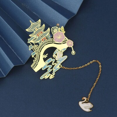 Hiina stiilis metallist õõnes järjehoidja Keelatud linnakett Järjehoidja Lugemine Raamatu klipp Raamatu lehekülg Lehekülje marker