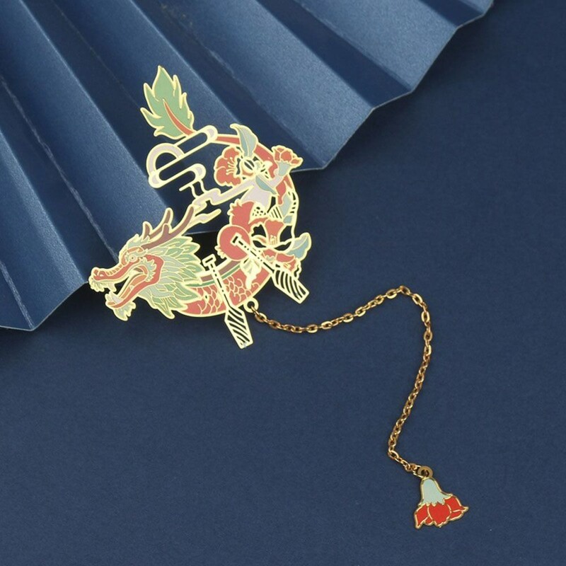 Hiina stiilis metallist õõnes järjehoidja Keelatud linnakett Järjehoidja Lugemine Raamatu klipp Raamatu lehekülg Lehekülje marker