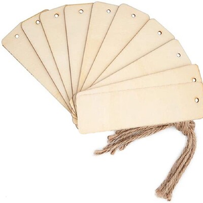 10 tk puidust järjehoidja trossiga tühi DIY käsitsi valmistatud käsitöö lõpetamata sildid tühjad registrid Järjehoidja kooli kontoritarbed