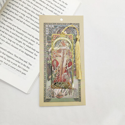 Alphonse Mucha messingist metallist järjehoidja ripats raamatuklamber Metallist lehemärk õpilase raamatusõbrale kingitused kirjatarbed kooli kontoritarbed