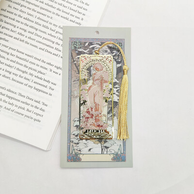 Alphonse Mucha messingist metallist järjehoidja ripats raamatuklamber Metallist lehemärk õpilase raamatusõbrale kingitused kirjatarbed kooli kontoritarbed