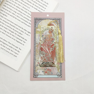 Alphonse Mucha messingist metallist järjehoidja ripats raamatuklamber Metallist lehemärk õpilase raamatusõbrale kingitused kirjatarbed kooli kontoritarbed