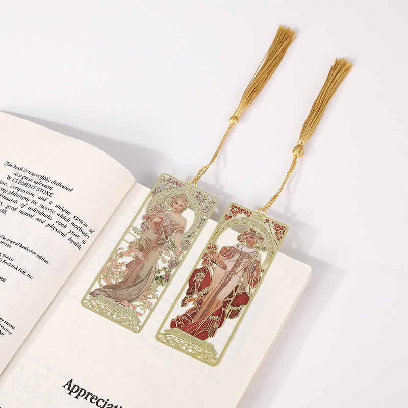 Alphonse Mucha messingist metallist järjehoidja ripats raamatuklamber Metallist lehemärk õpilase raamatusõbrale kingitused kirjatarbed kooli kontoritarbed