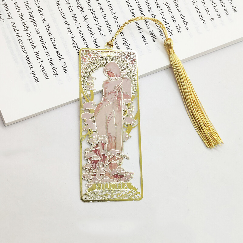 Alphonse Mucha messingist metallist järjehoidja ripats raamatuklamber Metallist lehemärk õpilase raamatusõbrale kingitused kirjatarbed kooli kontoritarbed