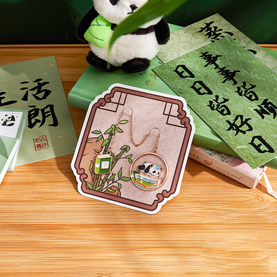 Semn de carte Panda în stil chinezesc pandantiv cu ciucuri Clip pentru cărți retro Semn de paginare din metal Semn de paginație pentru studenți Articole de papetărie pentru școală Rechizite de birou