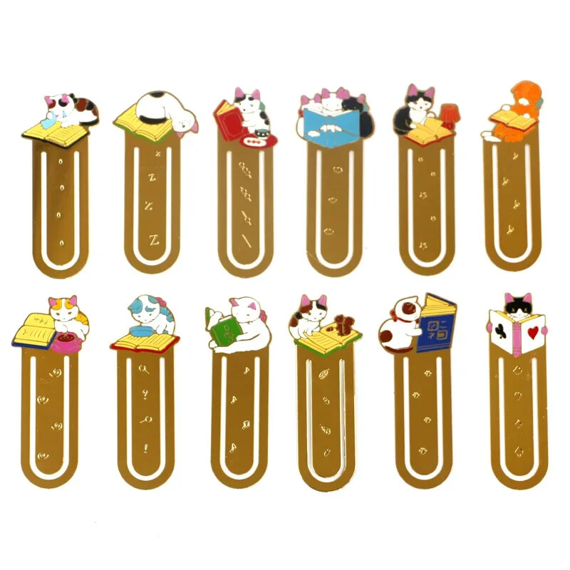 Multikas kassi järjehoidjad Metallist messingist raamatuklambrid Kawaii raamatulehehoidik Korea kirjatarvete lugemistööriistad Kooli kontoritarbed