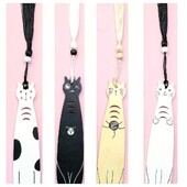 Изящна котка, четяща отметка, канцеларски материали, маркировка, дървена карикатура, кламер за книги, сладък кавай, книга, маркер за страница, ученик