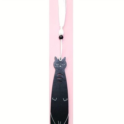 Изящна котка, четяща отметка, канцеларски материали, маркировка, дървена карикатура, кламер за книги, сладък кавай, книга, маркер за страница, ученик