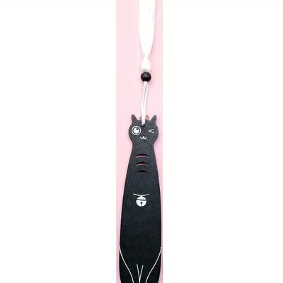 Изящна котка, четяща отметка, канцеларски материали, маркировка, дървена карикатура, кламер за книги, сладък кавай, книга, маркер за страница, ученик