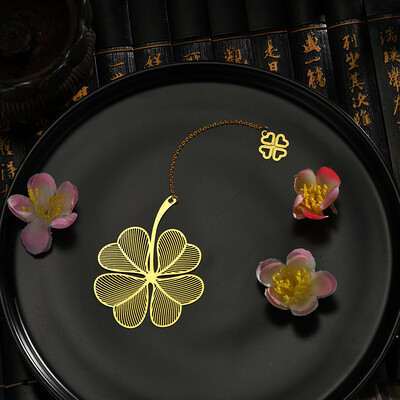 Peened õõnsad metallist järjehoidjad kullavärvi lehtede veeni lootose kujuga raamatumärgid tutiga kirjatarvetega õpilaste lugemistarvetega