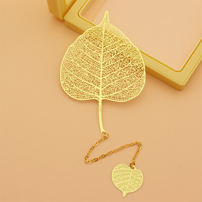 Peened õõnsad metallist järjehoidjad kullavärvi lehtede veeni lootose kujuga raamatumärgid tutiga kirjatarvetega õpilaste lugemistarvetega