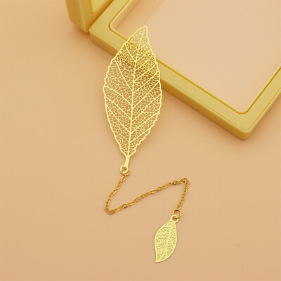 Peened õõnsad metallist järjehoidjad kullavärvi lehtede veeni lootose kujuga raamatumärgid tutiga kirjatarvetega õpilaste lugemistarvetega