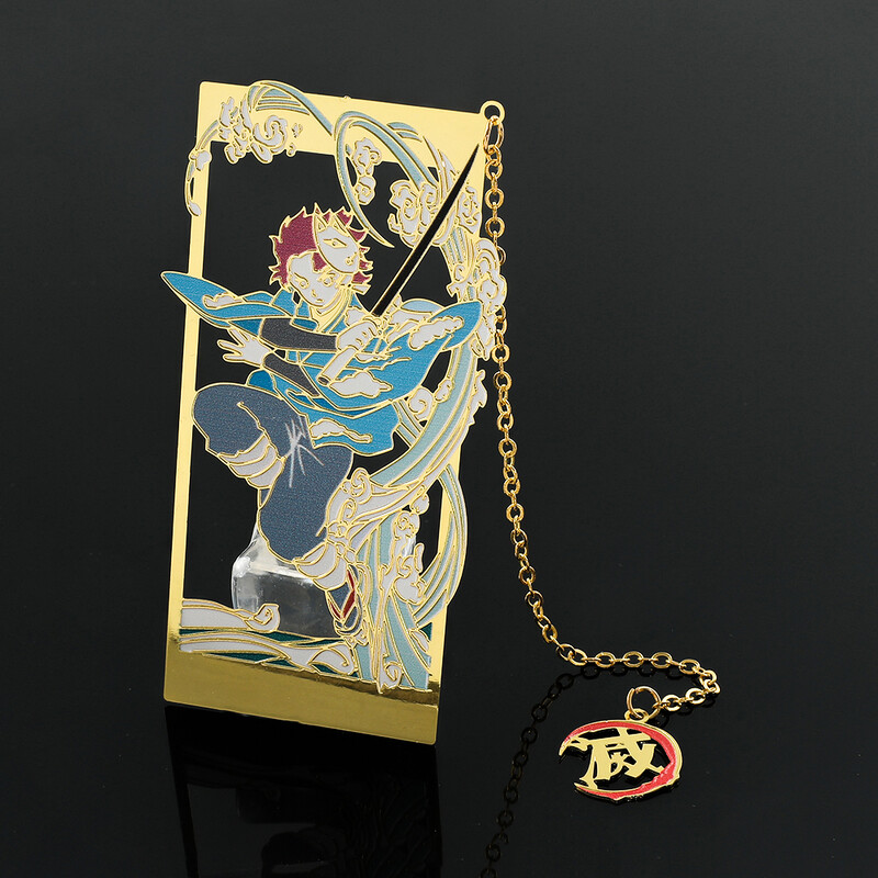 kimetsu no yaiba Demon Slayer metallist õõnes järjehoidja Hiina stiilis tutti järjehoidja raamatu Cosplay jaoks Kamado Tanjirou märgi rekvisiidid