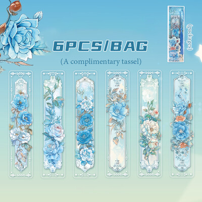 4Style 6tk/komplekt Lilleline PVC Järjehoidja Tuule Levikirjasari Ilusa Tüdruku Käsiraamat Kaunistuskaart Veekindel tutt