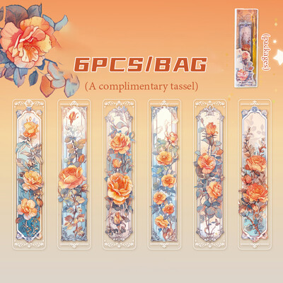 4Style 6tk/komplekt Lilleline PVC Järjehoidja Tuule Levikirjasari Ilusa Tüdruku Käsiraamat Kaunistuskaart Veekindel tutt