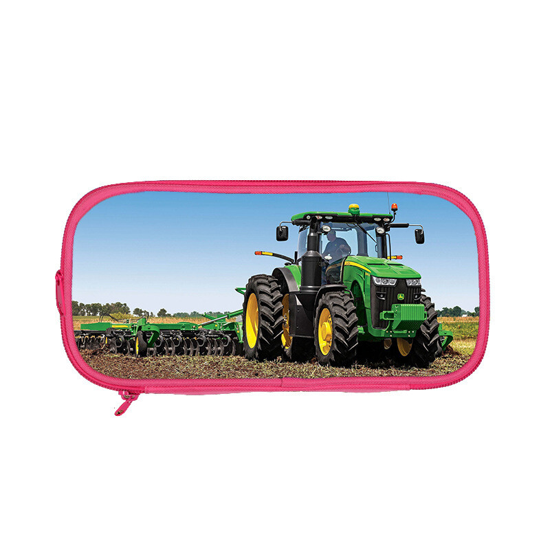 Pārrobežu jauna divslāņu zīmuļu soma ar traktora apdruku traktoru pamatskolas un vidusskolas skolēniem rozā zilā kancelejas zīmuļu soma