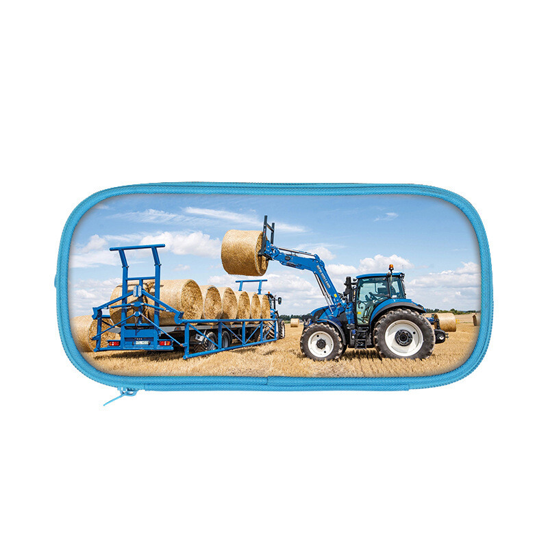 Pārrobežu jauna divslāņu zīmuļu soma ar traktora apdruku traktoru pamatskolas un vidusskolas skolēniem rozā zilā kancelejas zīmuļu soma