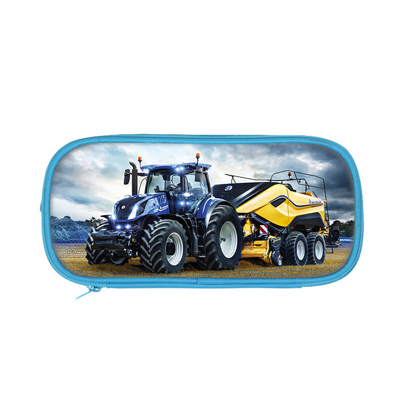 Pārrobežu jauna divslāņu zīmuļu soma ar traktora apdruku traktoru pamatskolas un vidusskolas skolēniem rozā zilā kancelejas zīmuļu soma