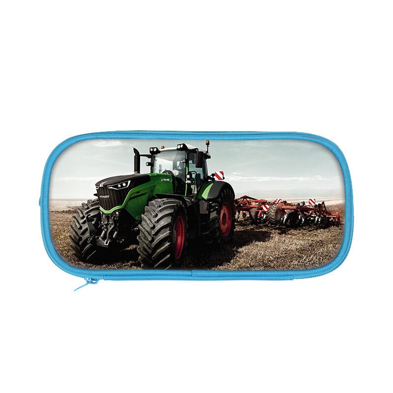 Pārrobežu jauna divslāņu zīmuļu soma ar traktora apdruku traktoru pamatskolas un vidusskolas skolēniem rozā zilā kancelejas zīmuļu soma