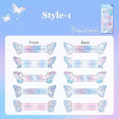 10Pcs/Pack Butterfly Design Oznaka Oznaka Stranica za čitanje Isječak Paginacije Oznaka Oznaka stranice knjige Uredski školski pribor