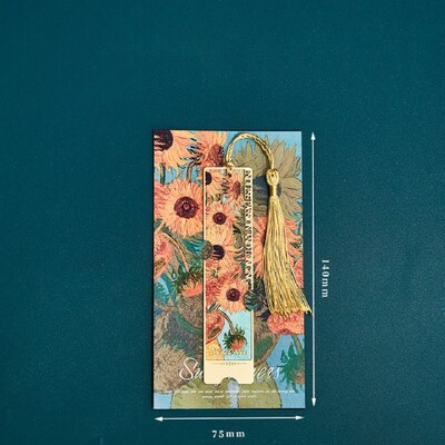 Saulespuķu zvaigžņota nakts grāmatzīmes grebums retro eļļas glezna doba grāmatas zīme bērniem lasīšanas piederumi atpakaļ uz skolu izlaiduma dāvana