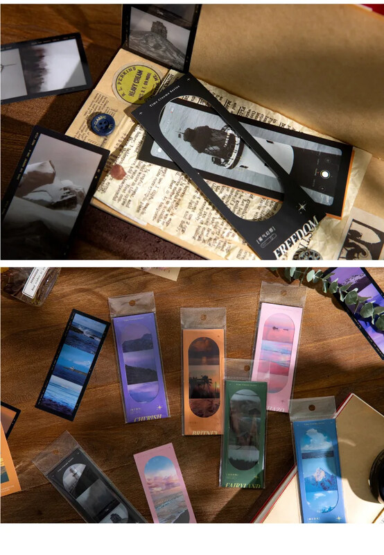 7 tk/pakk Kuu luuletuse sari PVC järjehoidjad Maastikukirjandus Kunstikaardid DIY dekoratiivsed järjehoidjad