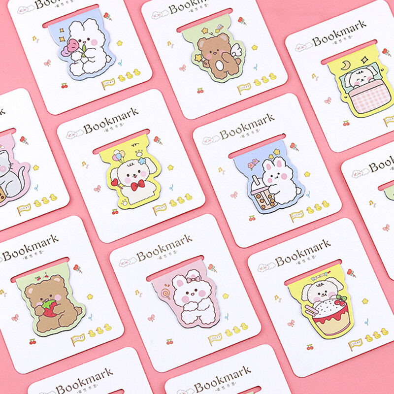 1 gab Karikatūras magnētiskās grāmatzīmes Mīlīgs lācis trusis kaķis Magnēts grāmatu marķieris Kawaii dāvana lasīšanai biroja skolai