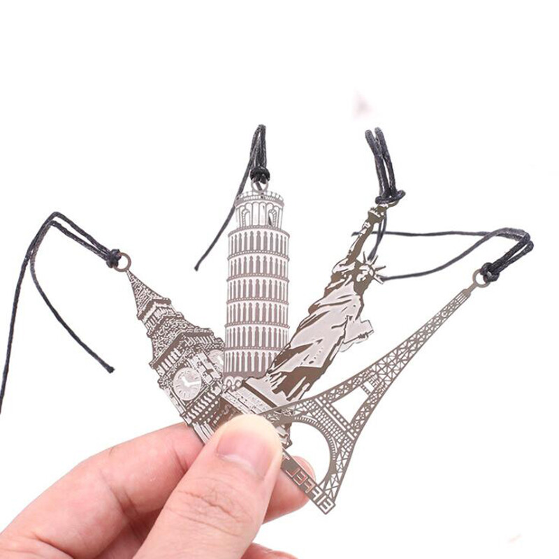 1 tk metallist järjehoidja Londoni Elizabeth Eiffeli torni vabadussammas marker Raamat Metallist järjehoidja kirjaklambrid kontoritarbed