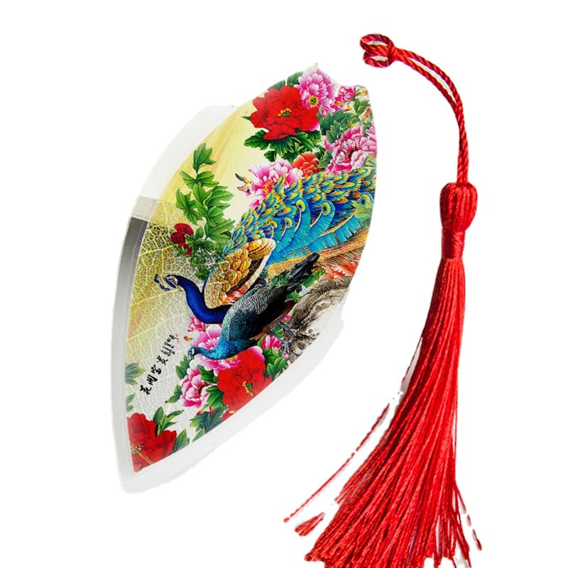 1 gab. Klasiskās lapu vēnu grāmatzīmes PVC kancelejas piederumi Ķīniešu pāva ziedi Grāmatzīmes Pušķi Dāvana draugiem Skolotājs