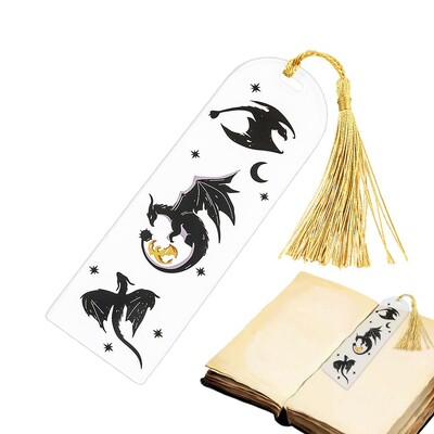 Διάφανες ακρυλικές φούντες δράκου Προσθήκη σελιδοδείκτη Anime Black Dragon Σελιδοδείκτες για λάτρεις του βιβλίου Δάσκαλος φίλος Παιδί Μαρκαδόρος Διαβάστε