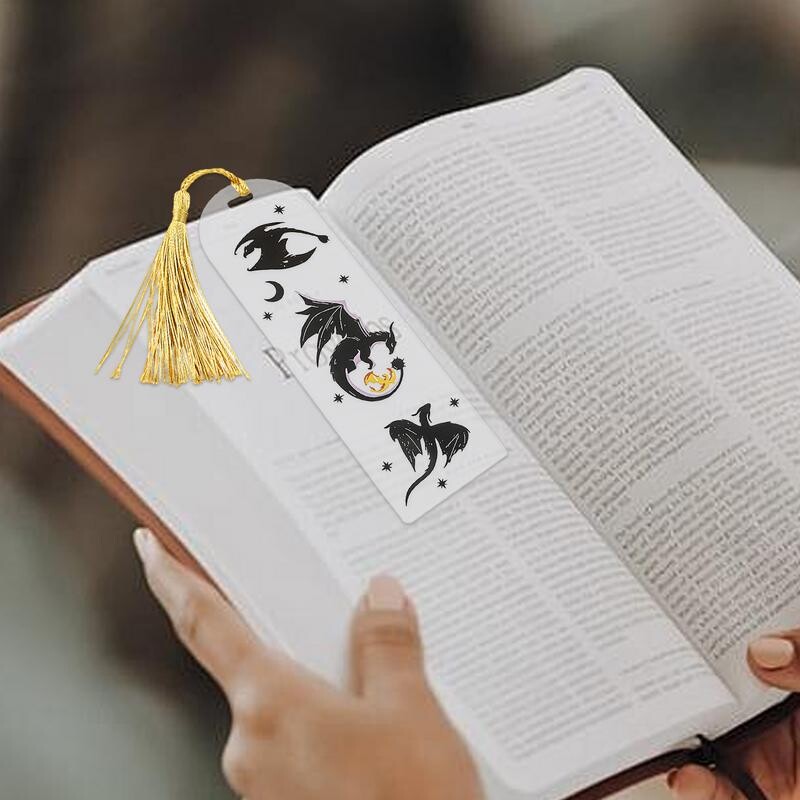 Διάφανες ακρυλικές φούντες δράκου Προσθήκη σελιδοδείκτη Anime Black Dragon Σελιδοδείκτες για λάτρεις του βιβλίου Δάσκαλος φίλος Παιδί Μαρκαδόρος Διαβάστε