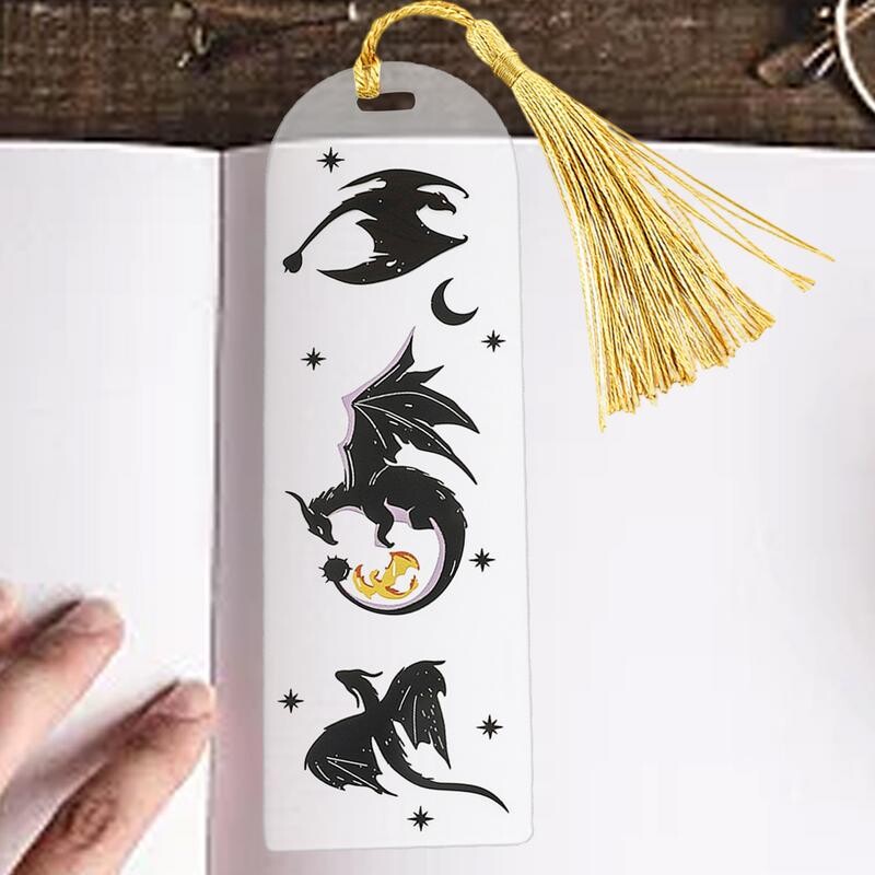 Διάφανες ακρυλικές φούντες δράκου Προσθήκη σελιδοδείκτη Anime Black Dragon Σελιδοδείκτες για λάτρεις του βιβλίου Δάσκαλος φίλος Παιδί Μαρκαδόρος Διαβάστε