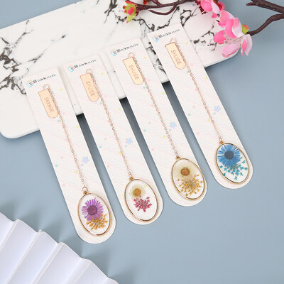 1 Pcs Lytwtw`s Cartoon Metal Pendant Crystal Dried Flower School Office Supplies Bookmarks Cute Kawaii Funny Stationery