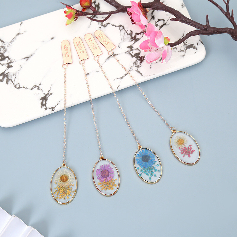 1 tk Lytwtw multikas metallist ripats kristallist kuivatatud lilledega kooli kontoritarbed Järjehoidjad armsad Kawaii naljakad kirjatarbed