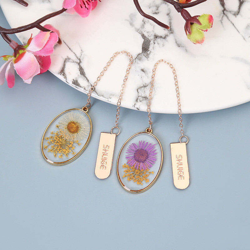 1 tk Lytwtw multikas metallist ripats kristallist kuivatatud lilledega kooli kontoritarbed Järjehoidjad armsad Kawaii naljakad kirjatarbed