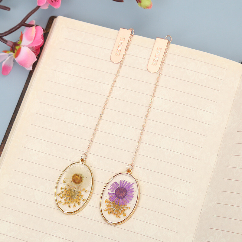 1 tk Lytwtw multikas metallist ripats kristallist kuivatatud lilledega kooli kontoritarbed Järjehoidjad armsad Kawaii naljakad kirjatarbed