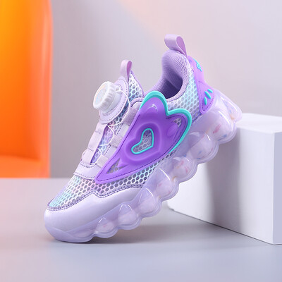 Tudengite tüdrukute sandaalid Suvi 2024 uued pöörleva nupuga laste spordivõrkkingad Õõnes tüdrukute hingavad üksikud kingad