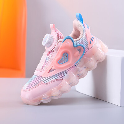 Tudengite tüdrukute sandaalid Suvi 2024 uued pöörleva nupuga laste spordivõrkkingad Õõnes tüdrukute hingavad üksikud kingad